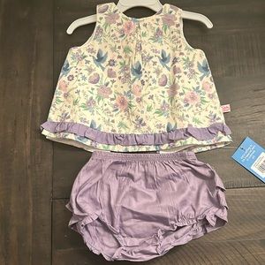 NWT ruffle butts purple top and bottom set 12-24 months